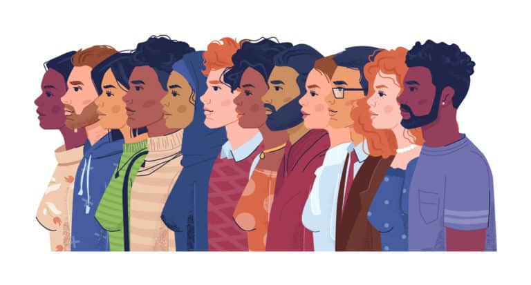 Illustration of diverse group of people